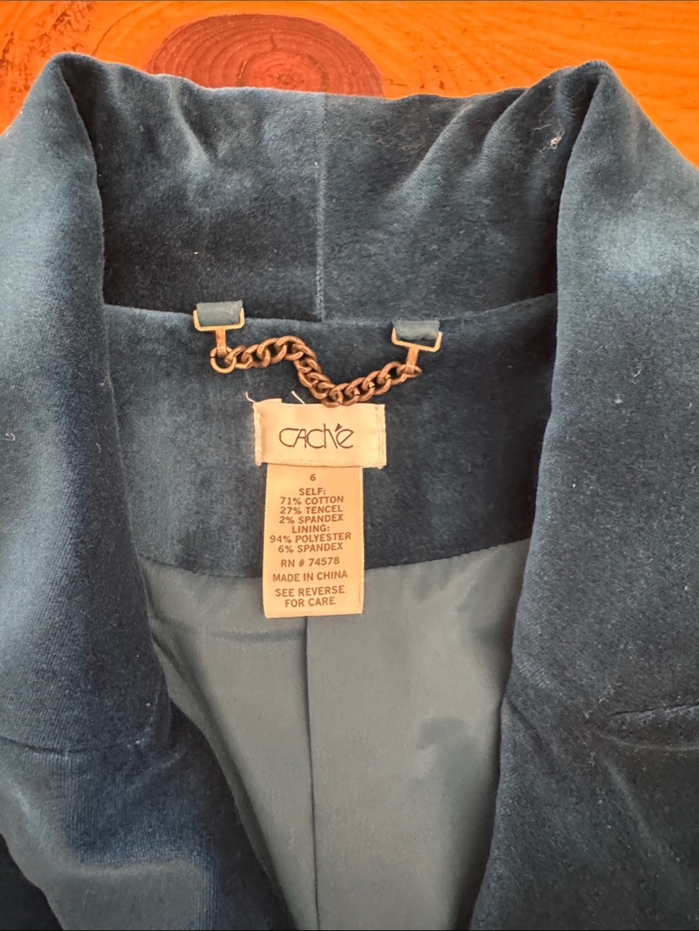 Cache Teal Velvet Blazer and Pants Set - Picture 6 of 13